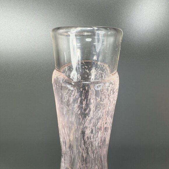 Tall Art Glass Vase Bottle Shaped Light Pink Clear Top With Air Bubbles All Over - Picture 10 of 14